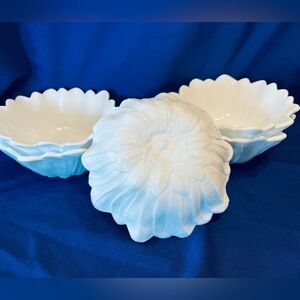 Vtg. Set 5 Indiana Milk Glass Lily Pons Sunflower Daisy Small Serving Bowl 6.5”